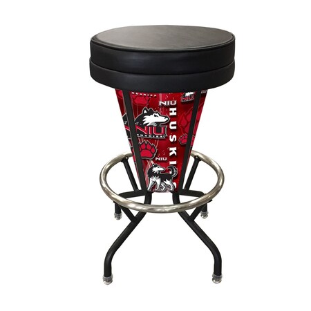 Holland Bar Stool Co Lighted Northern Illinois 30" Swivel Bar Stool L500030NorIllBlkVinyl